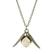 Harry Potter Golden Snitch Inspired Wing Pendant Necklace Fantasy Jewelry Bronze