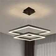 LamQee Modern 23.6 in. 101-Watt 2-Light Dimmable LED Black Tiered Chandelier