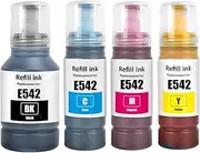 SHUOLEI 542 Ink Compatible Refill Bottle Ink 542 T542 Work for EcoTank Pro ET-5150 ET-5170 ET-5180 ET-5800 ET-5850 ET-5880 ET-16650 ET-16600 Workforce ST-C8000 (4 Packs, BK/C/M/Y)