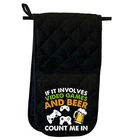 Involves Video Games And Beer Count Me In Gamer - Glove Mitts Double Oven Gloves