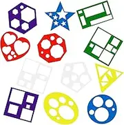 12 Pcs Geometric Stencils, Waterproof Colorful Stencils for Crafts Reusable Various Shaped Drawing Templates for Toddlers DIY Gifts Home Crafts