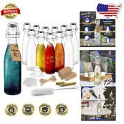 Versatile 12oz Flip Top Glass Bottles - Perfect for Kombucha, Limoncello & Beer
