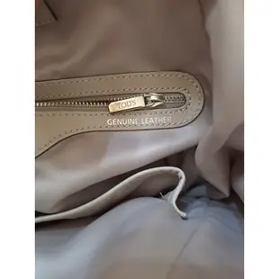 TOD’S G-Line粉膚色牛皮飾邊亮漆皮帆布手提包/斜背包/Tods G bag 粉膚色手提斜肩兩用包/ TODS