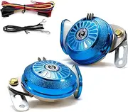 loud car horn kit，3-Tone Train Horn with different sounds,130db High & Low Tone truck horn 12V for Boats, Trains, & Motorcycle（blue 3 tone car horn）