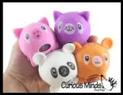 4 Animal Gel Filled Squeeze Stress Balls - Pig, Panda, Bear, Cat - Senso