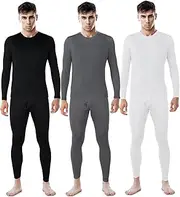 [Patelai] 3 Sets Men's Thermal Underwear Long Johns Base Layer with Fleece Lined for Winter Cold Weather