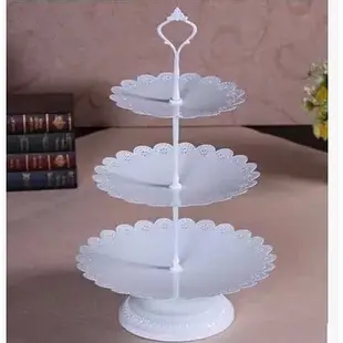 免運 點心架 包郵鐵藝三層花邊蛋糕盤 蛋糕架 展示架 點心盤 西點 婚慶 甜品桌
