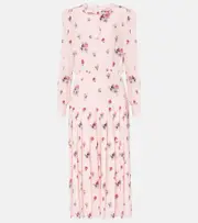 [Alessandra Rich] Alessandra Rich Floral pleated silk midi dress AU 10 pink
