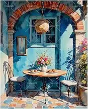 TAOPAOLAB Outdoor Paint by Numbers Kit for Adults - DIY Outdoor Cafe Table with Flowers and Pastries Painting on Canvas 16x20 Inches, Acrylic Paint Set for Beginners, Art for Home Decoration/Gifts