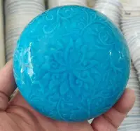 在飛比找Yahoo!奇摩拍賣優惠-大清光緒年制藍色花紋陶瓷粉盒