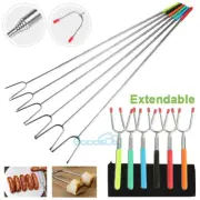 6PCS Telescoping BBQ Marshmallow Roasting Sticks Skewers Extend Hot Dog Fork