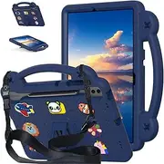 [Nexue] Case for Samsung Galaxy Tab S10 Plus/ S9 Plus/ S8 Plus/ S7 FE/ S7 Plus 12.4 Inch,EVA Shockproof Case with Handle/Kickstand/Shoulder Strap Cute Kids Cover (Dark Blue)
