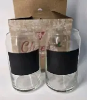 Chalk Board Beer Glasses for Soda Beverage Matching Pair of BJ's Brewhouse