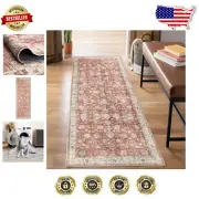 Traditional Floral Non-Slip 7 ft Runner - Machine Washable for Hallway & Kitchen