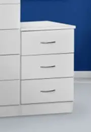 Mission 3 Drawer Bedside - White