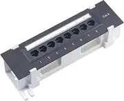 Ronyme 8 Port Shielded Patch Panel Wall Mount for Cat. 6,User Friendly Plastic Cable Management Network Cable Rack for Home Office