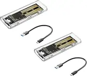 Fahgaer 2PCS M2 SSD Case M.2 NVME SSD Enclosure Portable USB3.1 Type-C SSD Transparent Hard Disk Case 5Gbps for PC
