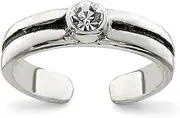 [JewelryWeb] 925 Sterling Silver Solid Artisan Oxidized CZ Simulated Diamond toe ring