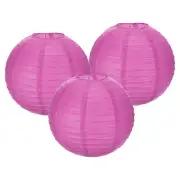 3Pcs 12 Inch Deep Red Paper Lanterns Decorative Round Hanging Ball Lantern