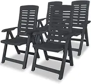 Garden Chair Reclining Garden Chairs 4 pcs Plastic Anthracite Patio Seating