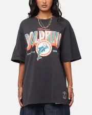 [MITCHELL & NESS] Mitchell & Ness Miami Dolphins Arch T-shirt Faded Black - Size XL XL Faded Black