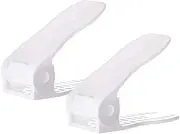 Adjustable Shoe Organizer Rack with Storage Space, 4-Level Height for Sandals, Heels, Sneakers, Set of 2, White, Space-Saving Design