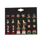 12 Pairs of Crutch Bow Snowflake Wreath Tree Earring Crystal Piercing Earring
