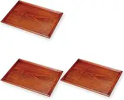 J-Kitchens Non-Skid Wooden Tray, Non-Slip, Rectangular Basin, Lacquer, 3 Pieces, Set of 3, 15.7 x 11.8 x 0.9 inches (40 x 30 x 2.4 cm), Current Model