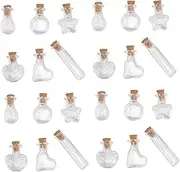 60pcs Transparent Wishing Glass Bottles with Cork Stoppers DIY Craft Jars for Decoration Shapes Including Star Heart and Teardrop and Safe Glass Design