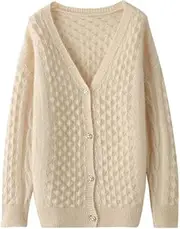 [HEYDHSDC] Women 100percent Merino Wool V-Neck Cadigan Work Buttoned Fall Winter Soft Jumper