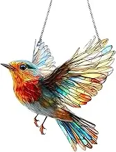 Sherum Spirit Birds - Hummingbird Sun Catcher, Winged Cardinal Window Hanging Ornaments, 2D Flat Acrylic Rainbow Prism Hummingbird Suncatchers, Home Aesthetic Decoration for Bird Lovers