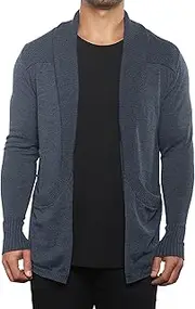 [SWJGLITTR] Mens Shawl Collar Pockets Cardigan Slim Fit Cable Knit Sweaters Coat Knitted Textured Sweater Cardigans