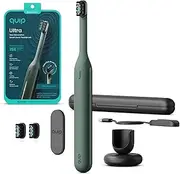 Quip Ultra Next Generation Smart Sonic Toothbrush - Timed Electric Toothbrush for Adults - Replaceable Brush Head, Soft Bristles, Silicone Handle, 30-Day Battery Life, Travel Case - Moss Green