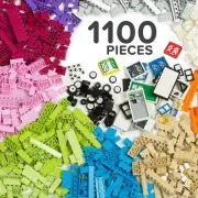 1100 Piece Building Bricks Kit with Wheels, Tires, Axles, Windows and Doors