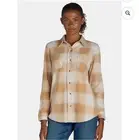 Women’s Small Plaid Tan and Cream Cozy Flannel Shacket NWT