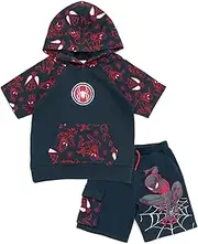 [Marvel] Spider-Man French Terry Pullover Hoodie and Shorts Toddler to Big Kid Sizes (2T - 18-20)