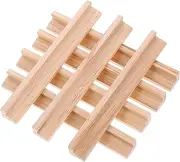 MOLUCKFU 8pcs Wooden Letter Ornaments Dominoes Racks Mahjong Rack Mahjong Stacking Gaming Cards Stand Domino Train Portable Alphabet Board – Cribbage Jumbo Beige Wooden