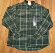 Woolrich Mens 2XL XXL Green Plaid Brawny Flannel Long Sleeve Shirt Shacket NWT