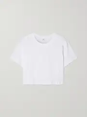 [LESET] LESET - Cropped Slub Cotton-jersey T-shirt - White - small small White