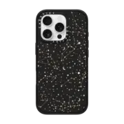 iPhone 16 Pro Impact Case MagSafe Compatible Space pattern on clear background/ gold stars and moon universe
