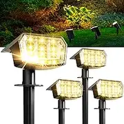 Solar Spotlights Outdoor 63 LED 3 Lighting Modes, IP65 Waterproof Lighten Yard Garden Garage House Pathway for Christmas Decorations-4 Pack