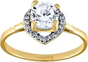 [JewelryWeb] 10k Two tone Gold Womens Round CZ Simulated Diamond Dc Love Heart Halo Engagement Ring Statement-Ring for Women