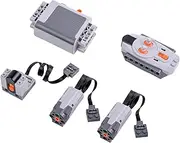 Sparkleiot Technical Power Up Set, 5-in-1 Motor Kit, 2 M Motor, 1 AA Battery Box, 1 IR Remote Control, 1 Receiver, for MOC Building Blocks