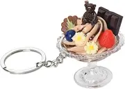 [Guqqeuc] Ice Cream Cup Charms Keychain Sweet Food Pendant Accessories for Purse Bag Charms for Women Girls Cartoon Keyring for Key Backpack Pendant Ornament, Brown