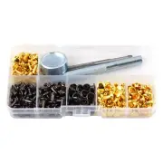 Leathercraft 120pcs Grey Gold Leather Rivet Setter & Hole Punch Tool Kit