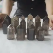 2.2LB 16Pcs Natural Smokey Quartz Crystal Points Tower Healing Meditation Stone