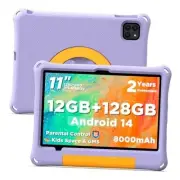 Kids Tablet 11 Inch Android 14, Toddler Tablet 12GB+128GB 2TB Purple 128GB