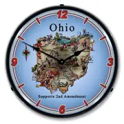 Ohio Supports the 2nd Amendment, Lighted Backlit LED Clock