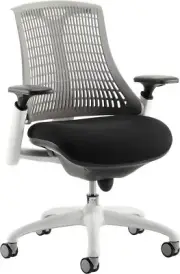 Dynamic KC0061 Flex Task Frame Fabric Operator Chair with Arms - WhiteBlackGrey