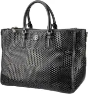 Tory Burch Robinson Black Tote Basketweave Saffiano Leather Large Handbag Bag NW
